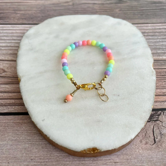Quill and Goose 14K Gold Filled Bracelet - Round Neon Rainbow