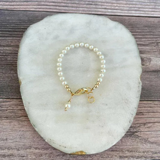 Quill and Goose  14K Gold Filled Bracelet - Ivory Pearl