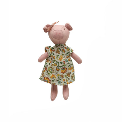 Creative Co-op Cotton Linen Mini Animal Doll