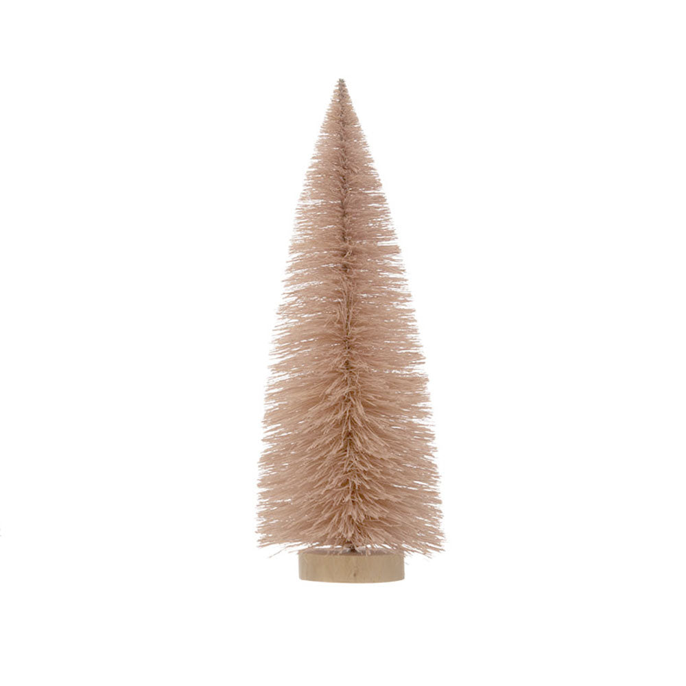 Creative Co-op Sisal Bottle Brush Tree with Wood Base - 4.25" x 12" - Pink Matte