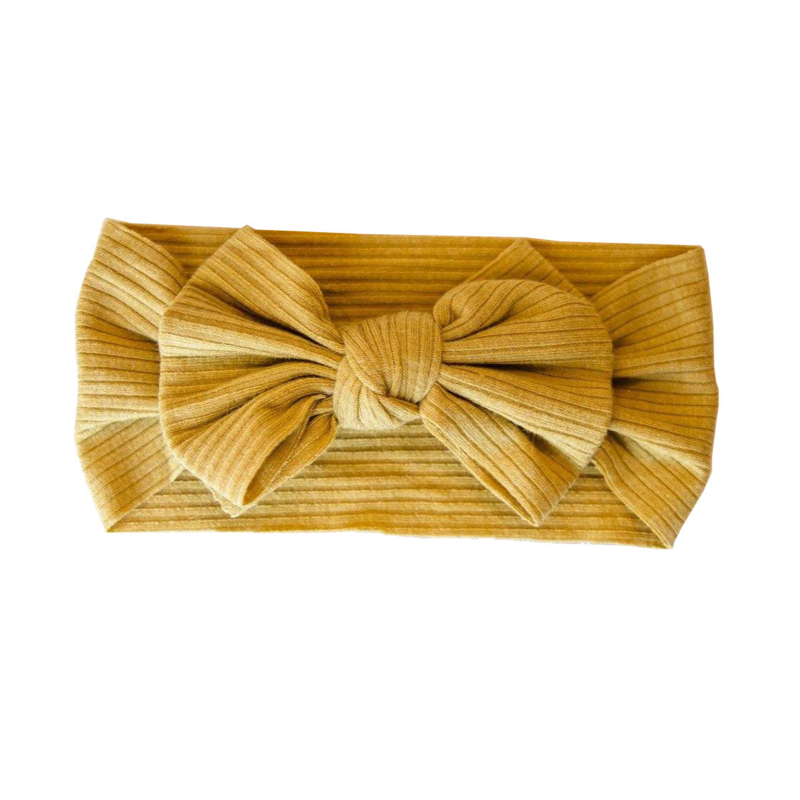 High Fives Ribbed Bow Headwrap - Mustard Sparkle
