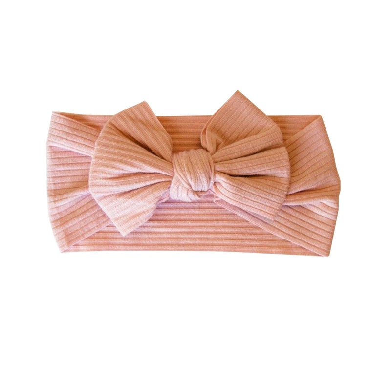 High Fives Ribbed Bow Headwrap - Blush Sparkle