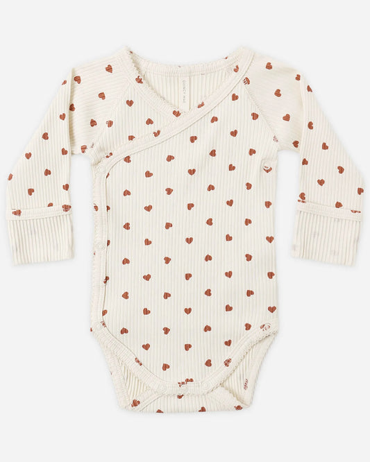 Quincy Mae Side Snap Bodysuit - Red Hearts