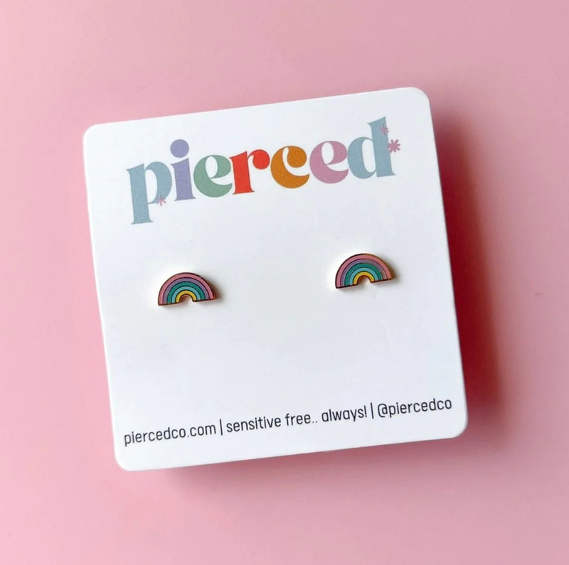 Pierced Co Rainbow Screw-Back Child Earrings - Multicolor