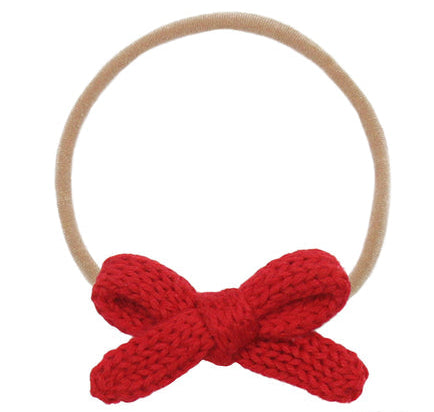 Lou Lou and Company Sweater Bow - Red Knit Headband - Small