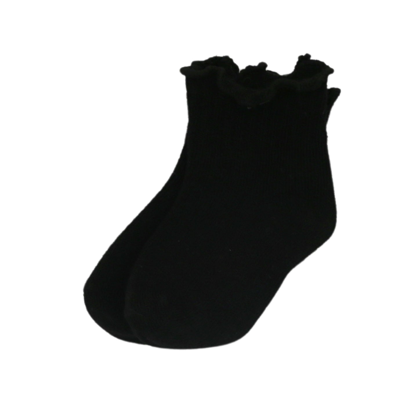 Baby Cubby Scalloped Rib Socks - Black