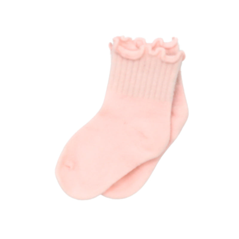 Baby Cubby Scalloped Rib Socks - Light Pink