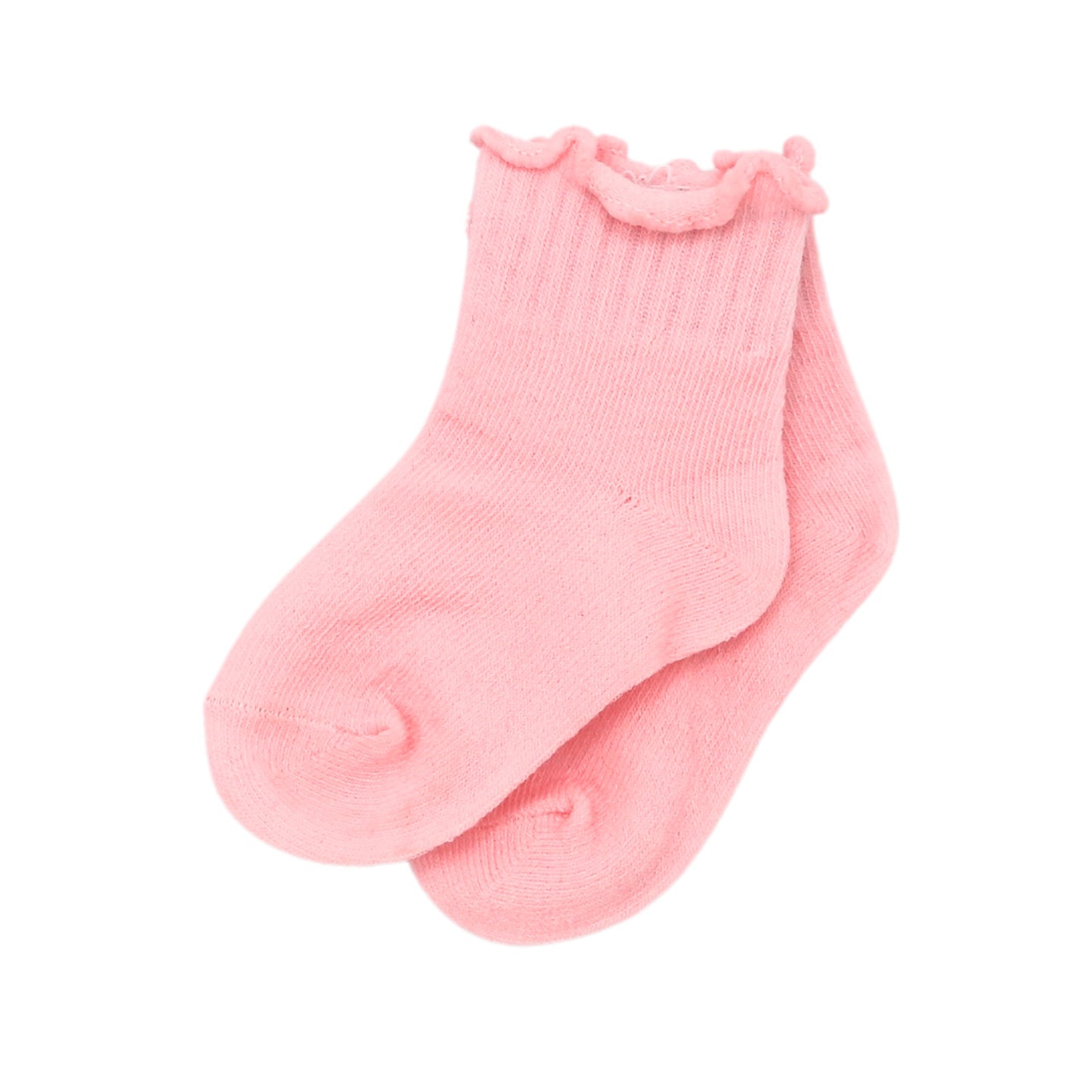Baby Cubby Scalloped Rib Socks - Pink
