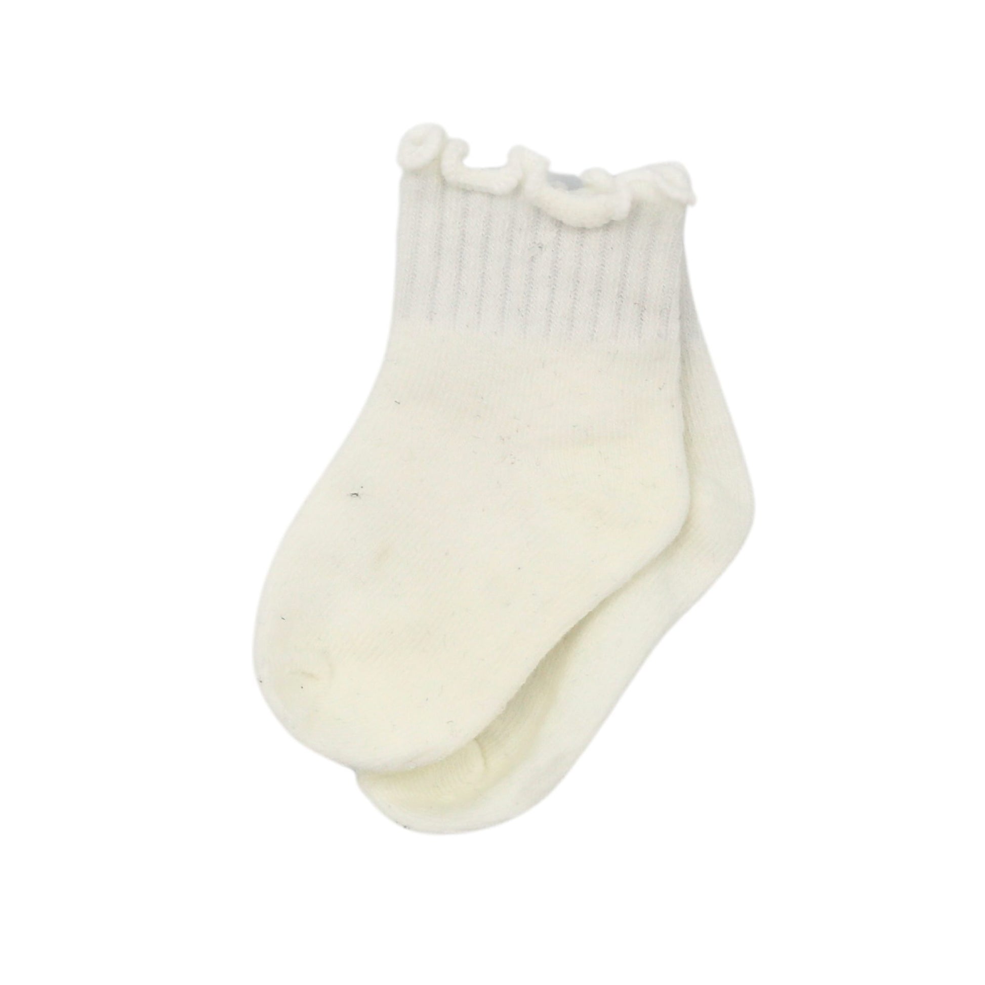 Baby Cubby Scalloped Rib Socks - White