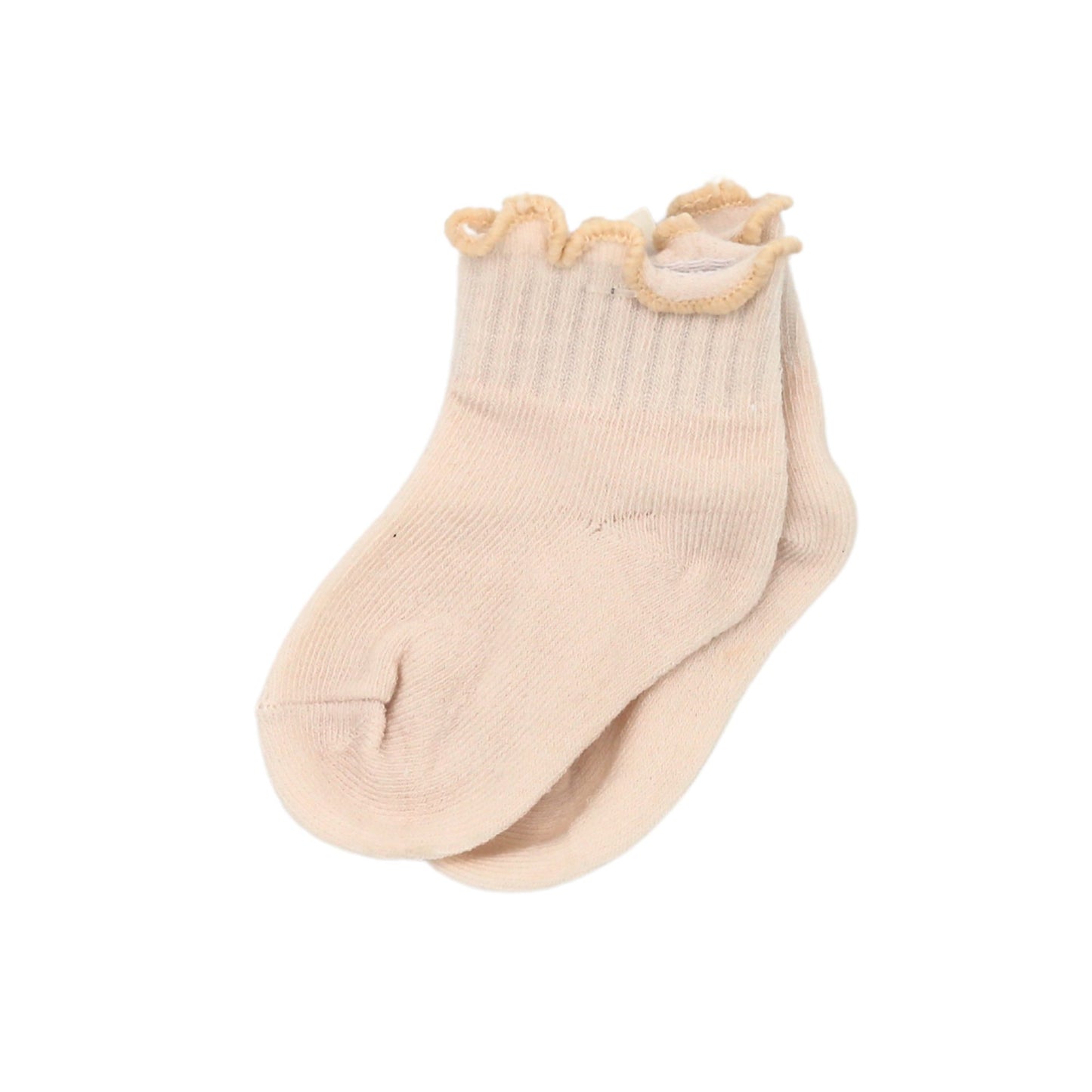 Baby Cubby Scalloped Rib Socks - Beige