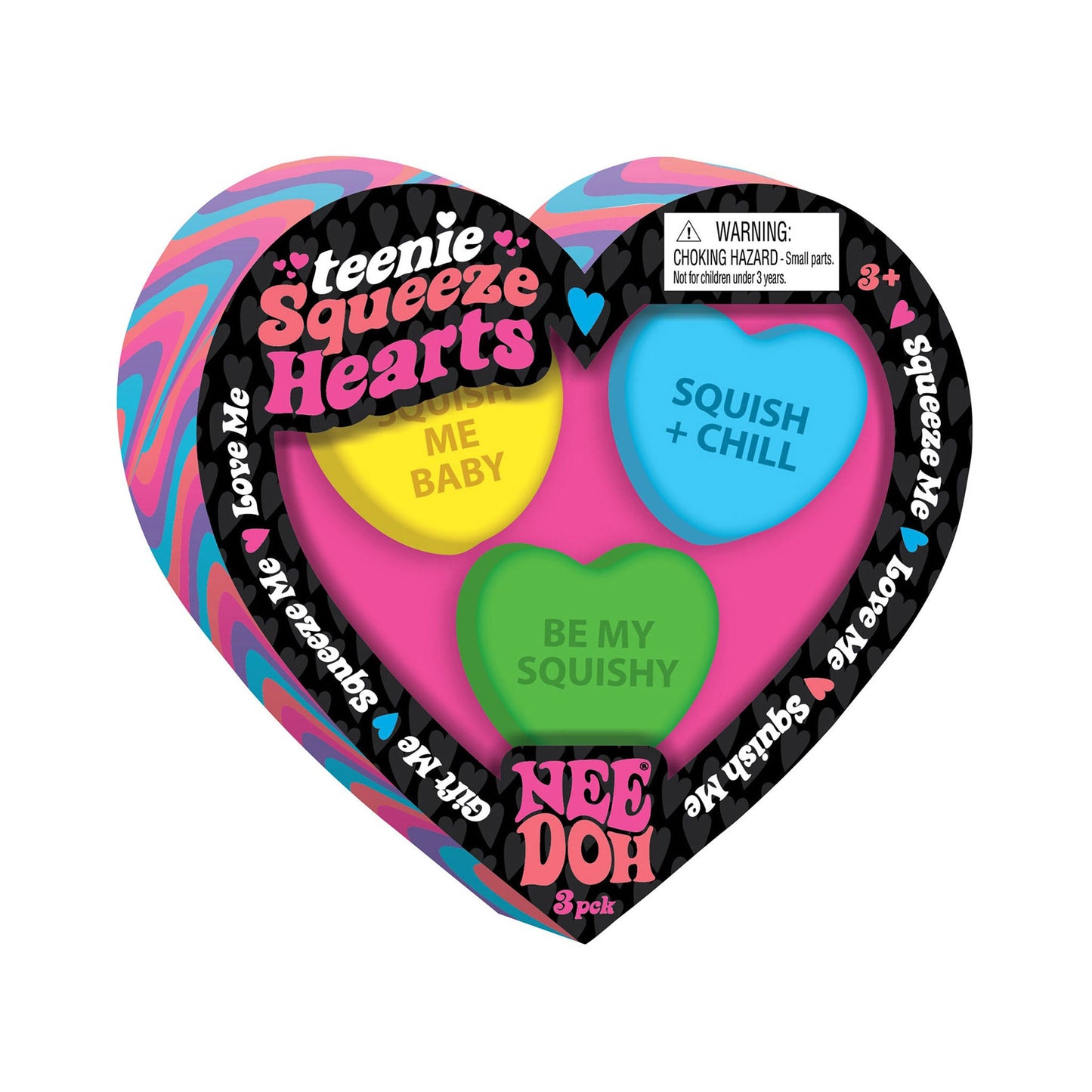 Schylling NeeDoh Teenie Squeeze Hearts Set - Yellow / Blue / Green