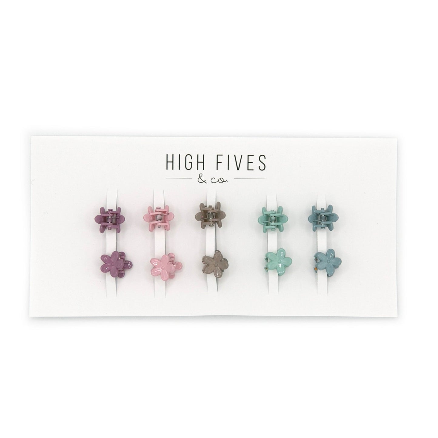 High Fives Mini Flower Hair Claw Clips 1.4cm - Set of 10 - Shiny Cool Tones