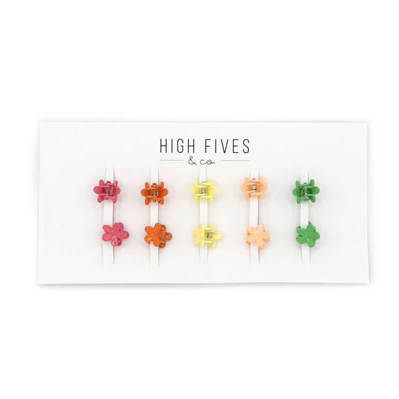 High Fives Mini Flower Hair Claw Clips 1.4cm - Set of 10 - Shiny Warm Tones
