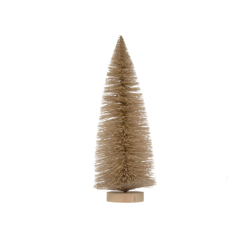 Creative Co-op Sisal Bottle Brush Tree with Wood Base - 4.25" x 12" - Tan Matte
