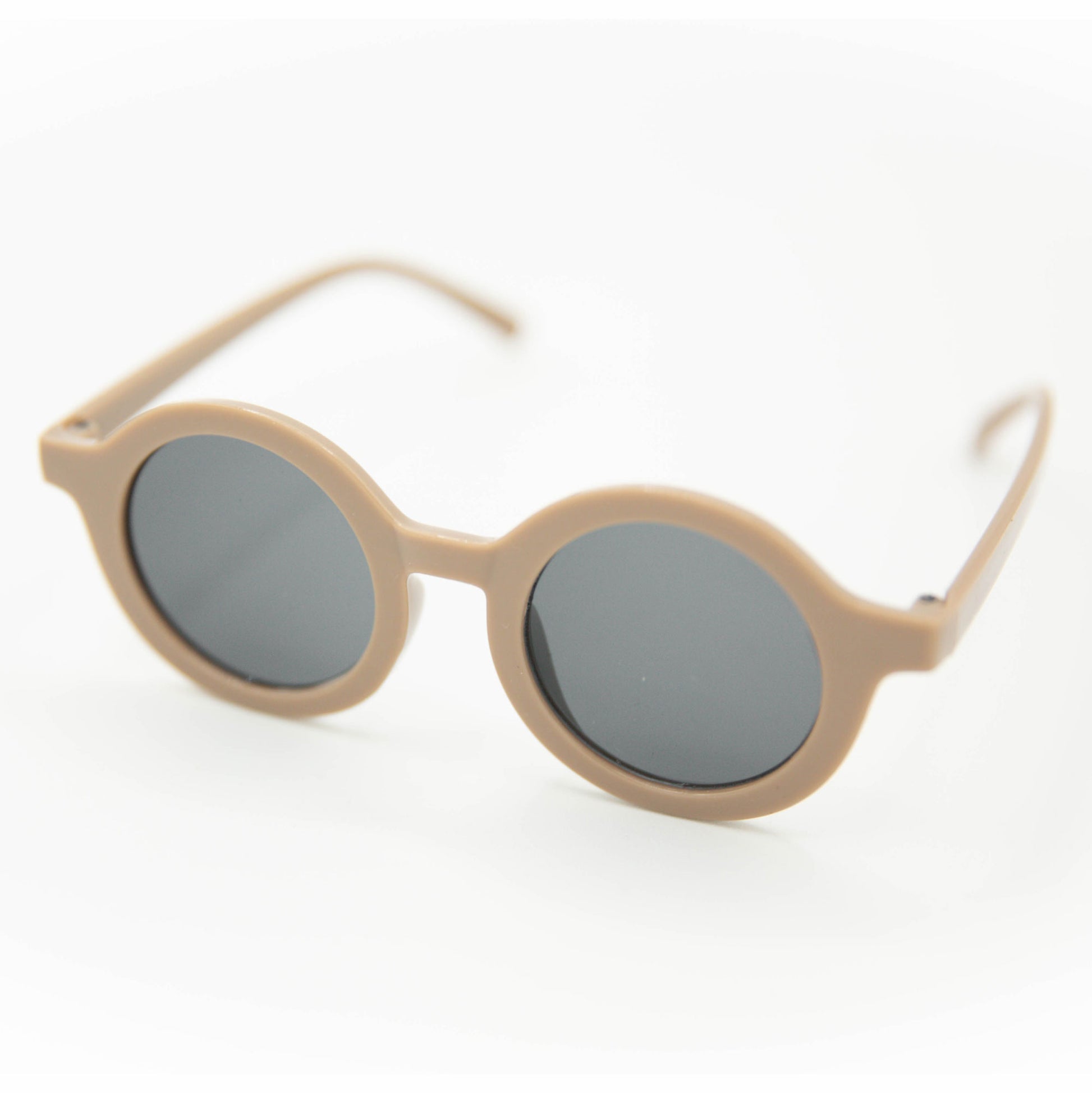The Baby Cubby Kids' Round Retro Sunglasses - Warm Taupe with Grey Lenses