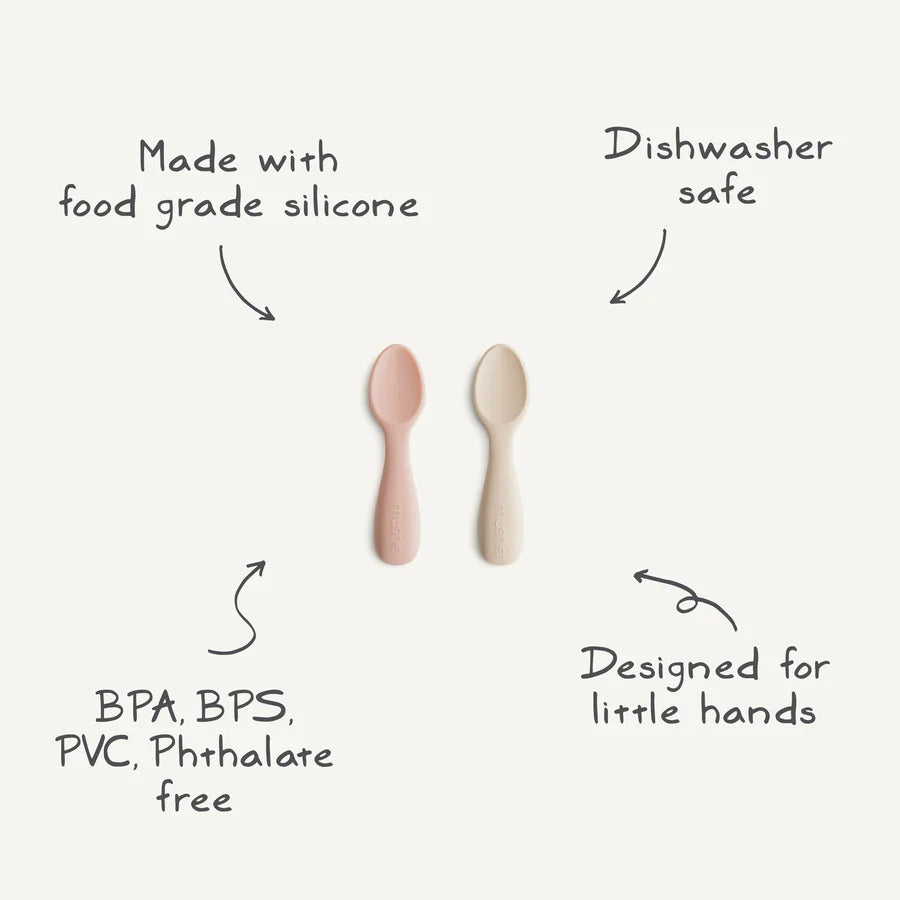 Mushie Silicone Toddler Starter Spoons - 2 Pack