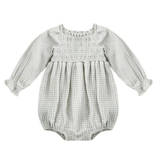 Quincy Mae Eden Romper - Blue Gingham