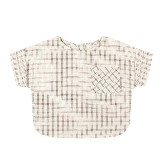 Quincy Mae Woven Boxy Top - Cedar Check