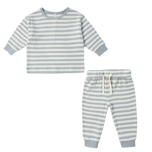 Quincy Mae Cozy Set - Blue Stripe