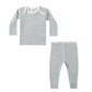 Quincy Mae Ribbed Tee + Legging Set - Steel Blue Micro Stripe