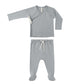 Quincy Mae Wrap Top + Footed Pant Set - Steel Blue