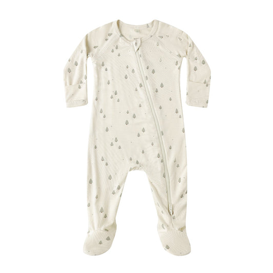 Quincy Mae Bamboo Zip Footie - Trees