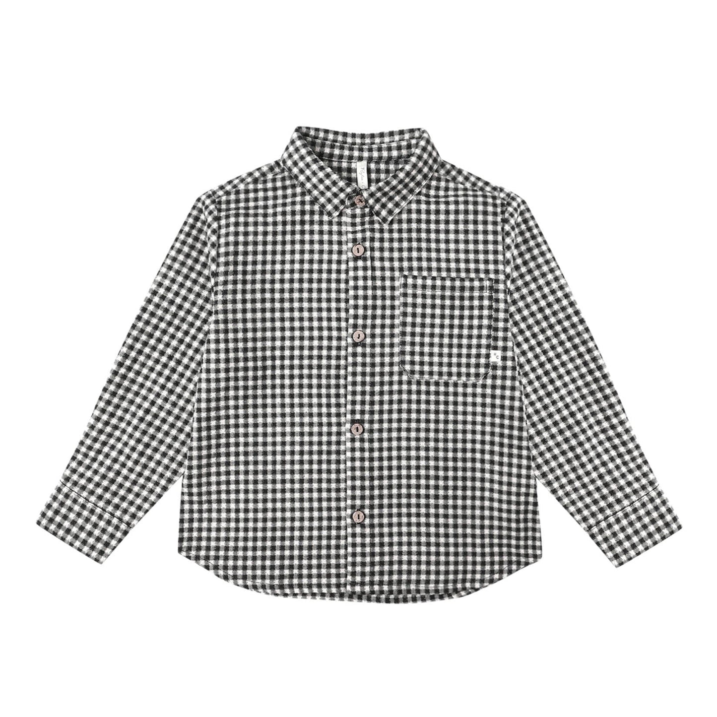 Rylee and Cru Collared Long Sleeve Shirt - Black Gingham