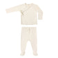 Quincy Mae Wrap Top + Footed Pant Set - Natural