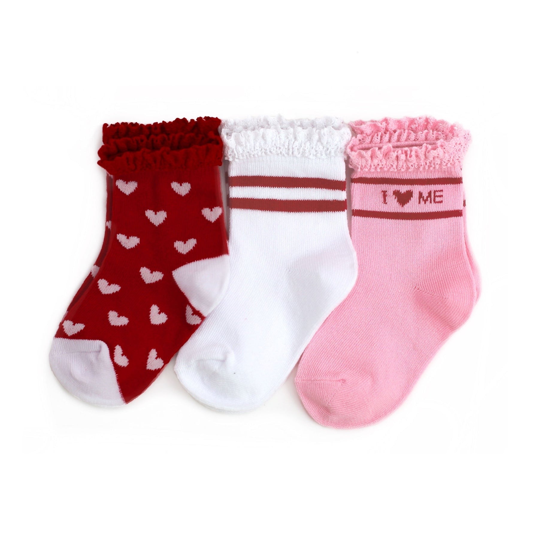 Little Stocking Co Lace Midi Sock 3-Pack - Valentine's