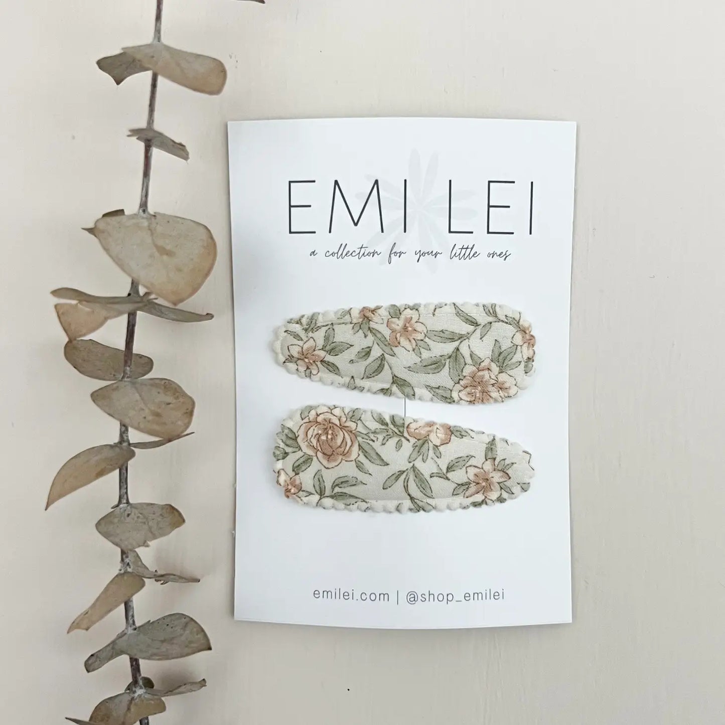 Emi Lei Fabric Barrette Hair Clip - Set of 2 - Vintage Floral