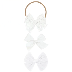 Lou Lou and Company Bow 3 Pack: White Headbands