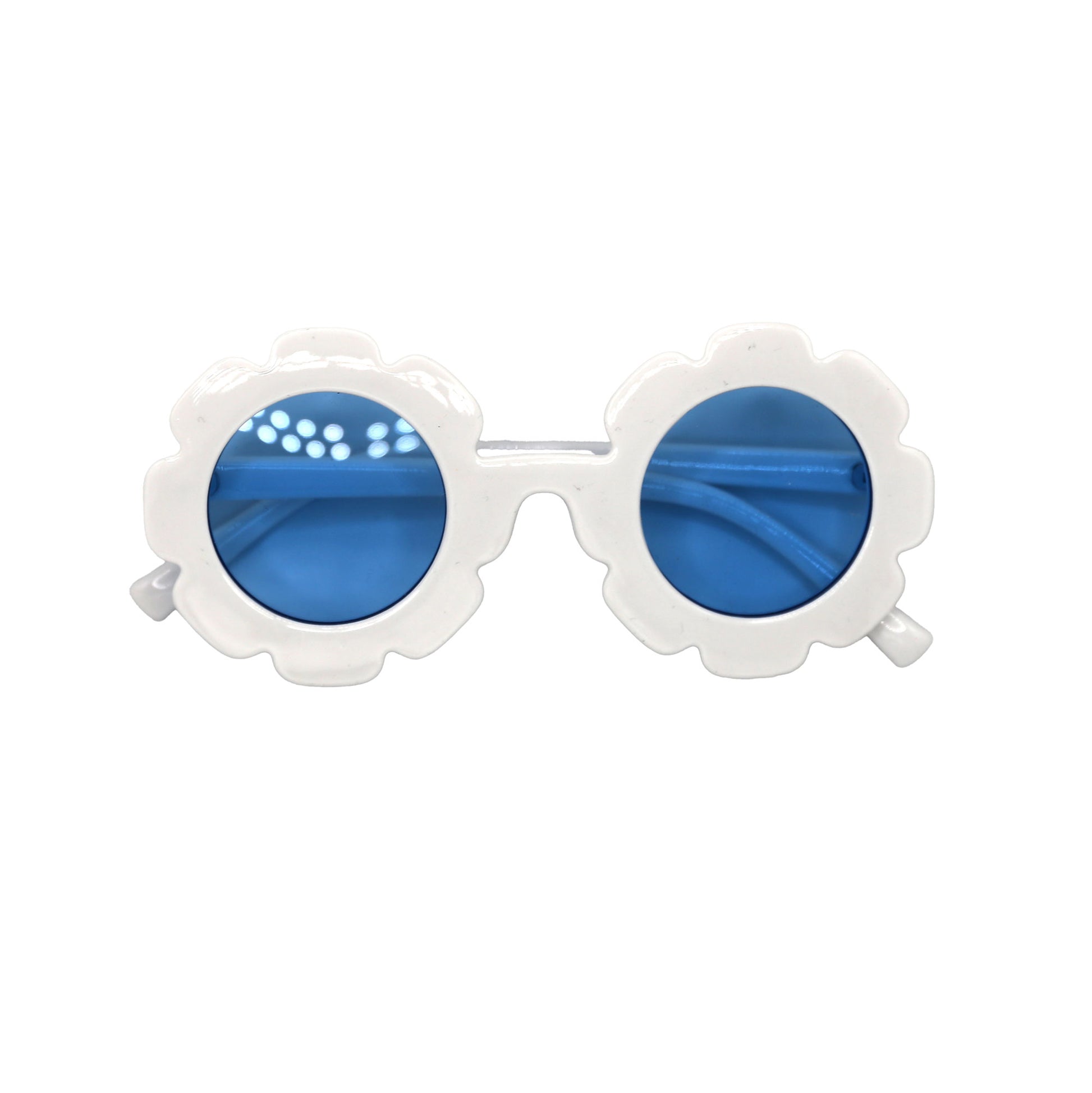 The Baby Cubby Kids' Flower Sunglasses - White with Blue Lenses