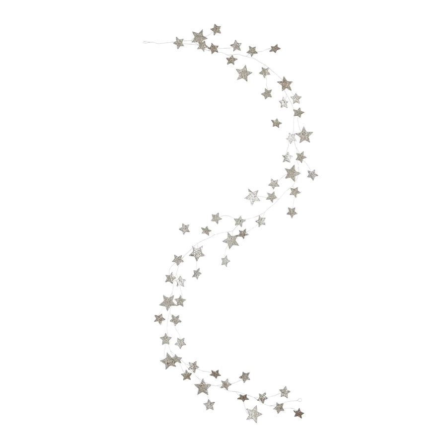 Creative Co-op Star Shaped Garland with Glitter