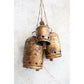 Creative Co-op Metal Bell on Jute Rope with Star Cut-Outs -  Heavily Distressed Antique Gold Finish