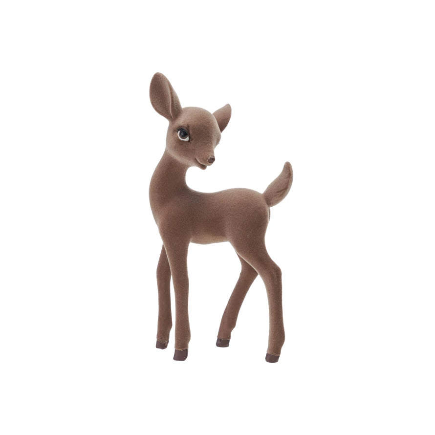 Creative Co-op Flocked Resin Fawn - Brown