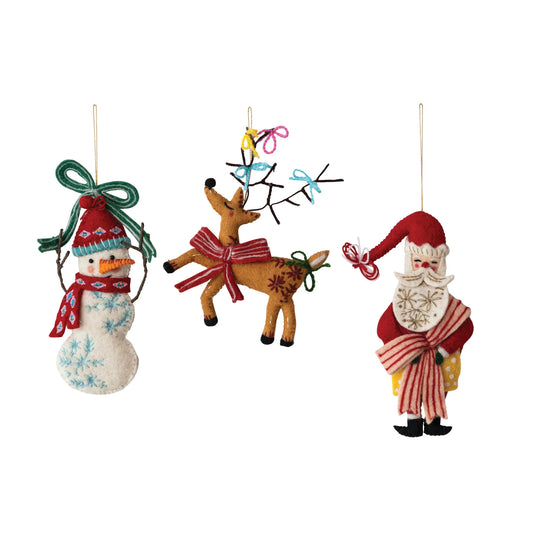 Creative Co-op Handmade Wool Felt Holiday Icon Ornament – 3 Styles – 1 Sent at Random