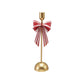 Creative Co-op Metal Taper Holder with Striped Bow – Gold Red & White