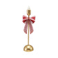 Creative Co-op Metal Taper Holder with Striped Bow – Gold Red & White