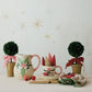 Creative Co-op Dried Boxwood Tree in Terra-Cotta Pot with Red Velvet Bow