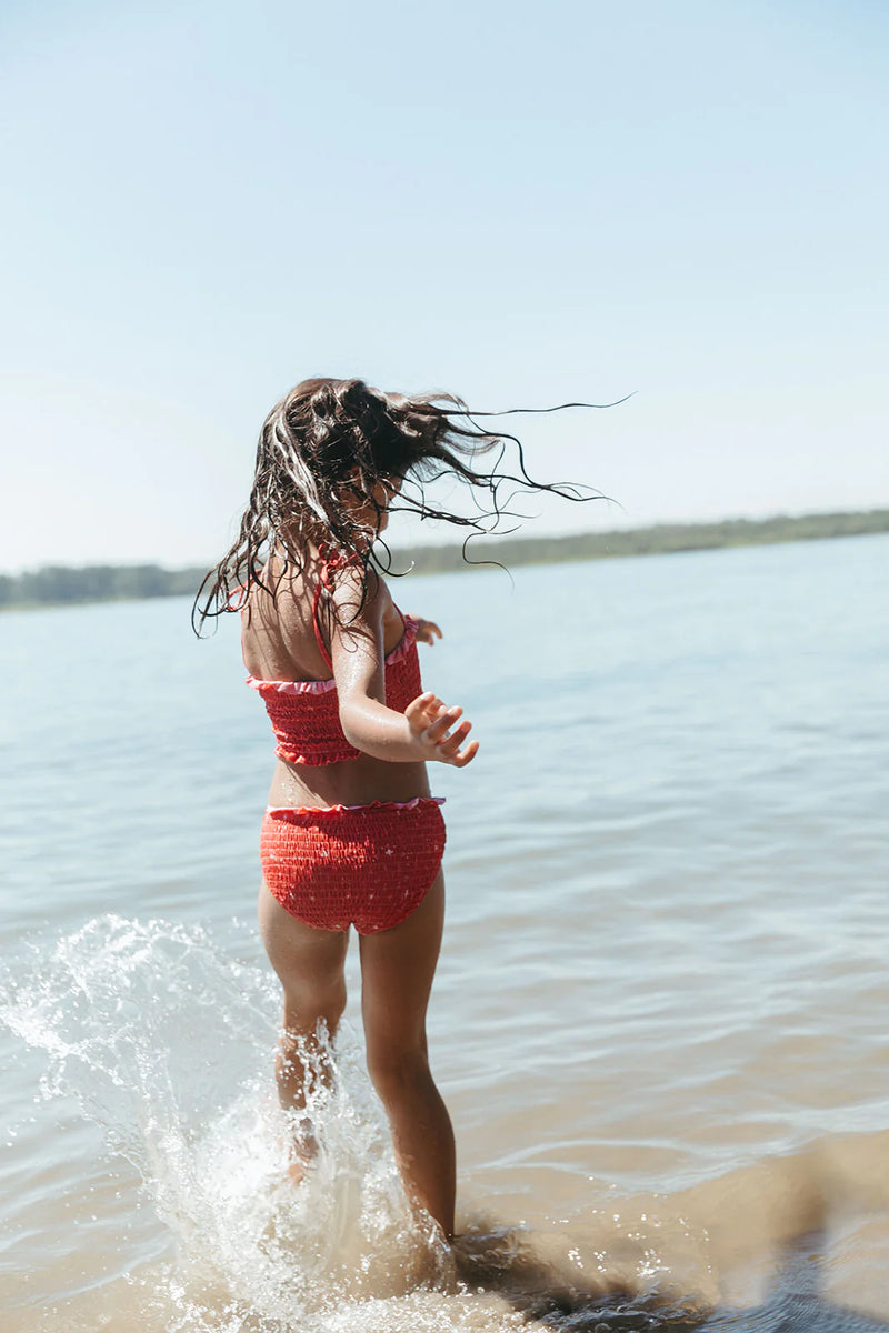 Trail | - The Fin Baby Smocked Bikini and Vince Cubby Paisley Flame