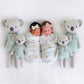 Newborn babies sleeping next to Cuddle and Kind Claire the Koala - Mint