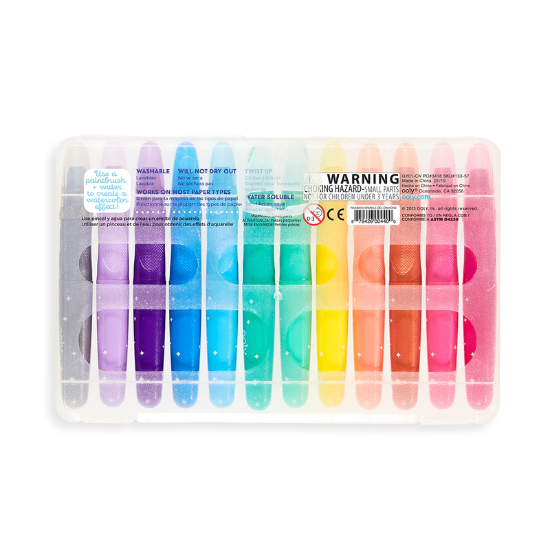 OOLY Rainbow Sparkle Metallic Gel Crayons - Set of 12
