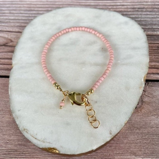 Quill and Goose 14K Gold Filled Bracelet - Mini Matte Blush Pink