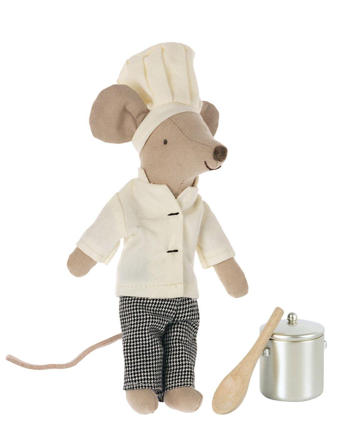 Maileg Chef Mouse with Pot and Spoon Set