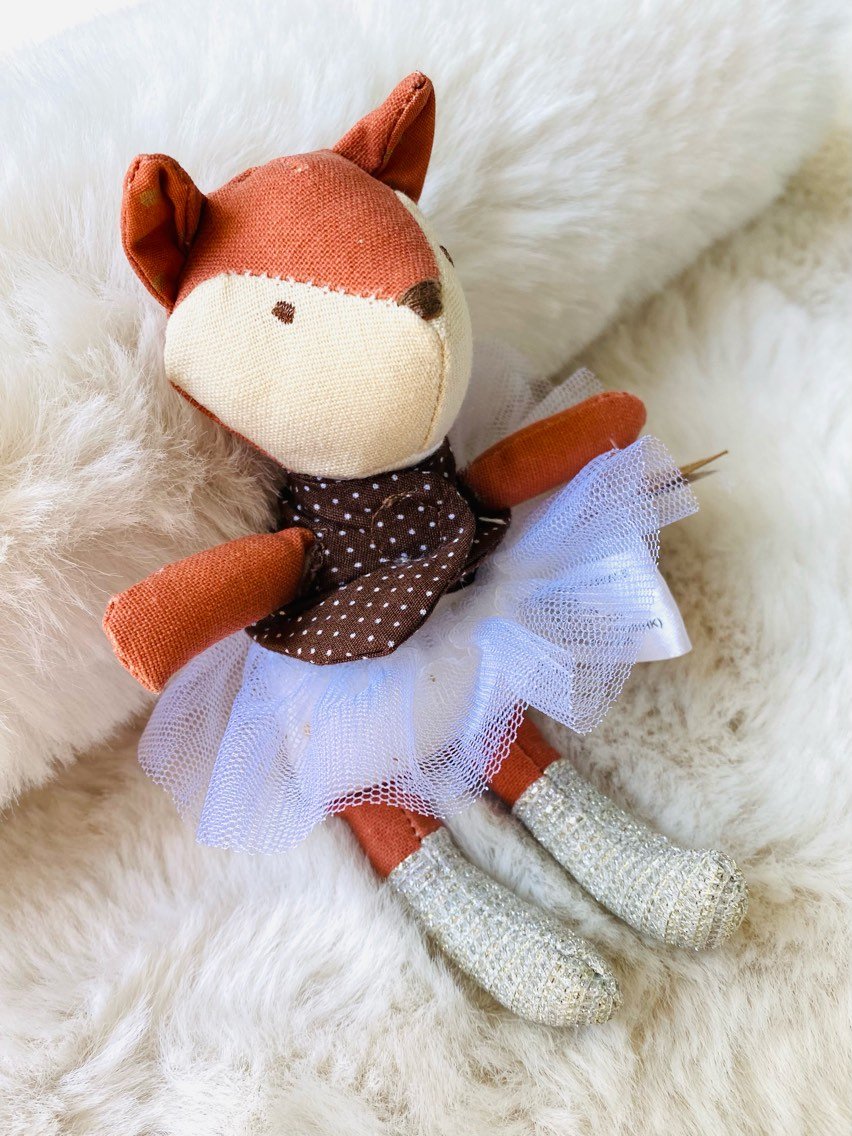 Creative Co-op Cotton Linen Mini Animal Doll - Fox