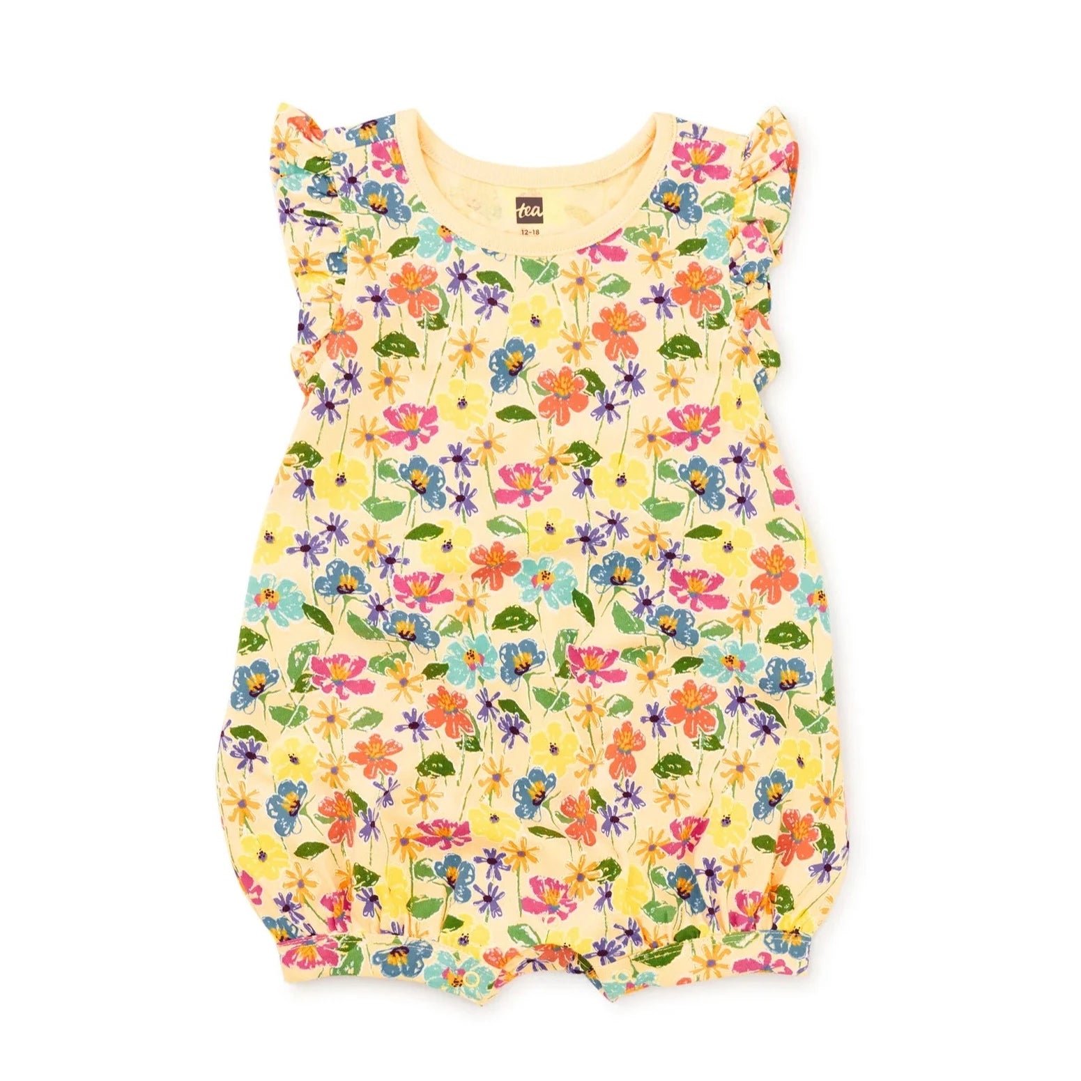 Tea Collection Flutter Baby Romper - Sketched Wild Cosmo Floral 