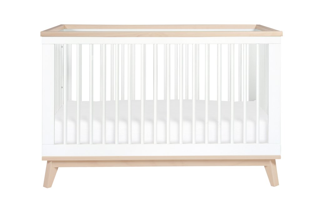 Babyletto Scoot 3-in-1 Convertible Crib with Toddler Bed Conversion Kit - White/Washed Natural