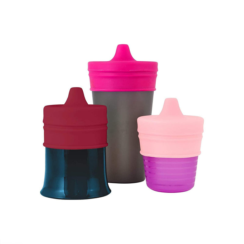 Boon SNUG Spout Universal Silicone Sippy Lids - 3-Pack - Pink Multi
