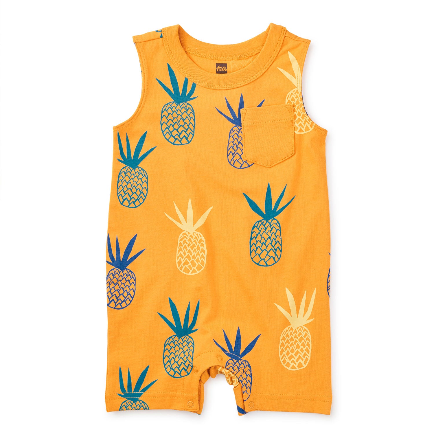 Tea Collection Pocket Tank Baby Romper - Pineapples in Portugal