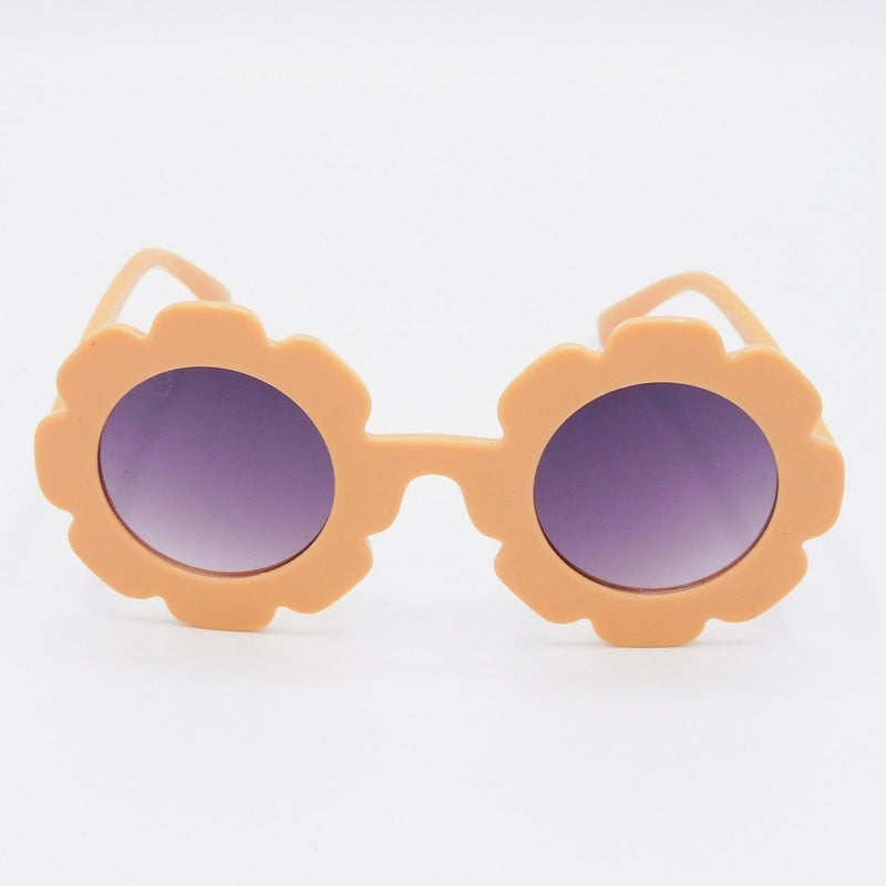 The Baby Cubby Kids' Flower Sunglasses - Dusty Peach with Blue Lenses